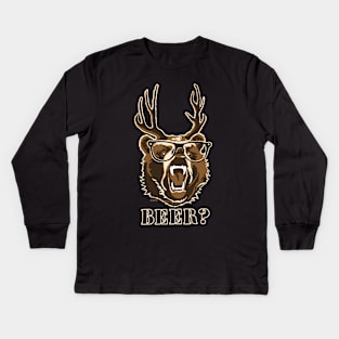 Bear, Deer or Beer Kids Long Sleeve T-Shirt